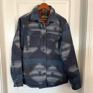 JACHS New York Men's Indigo Aztec Wool Blend Shirt Jacket (Shacket) Size Medium
